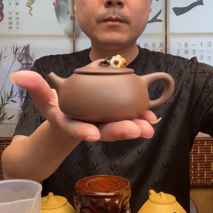 茶壶紫砂阿*哏原矿紫泥全手工满瓢200毫升左右