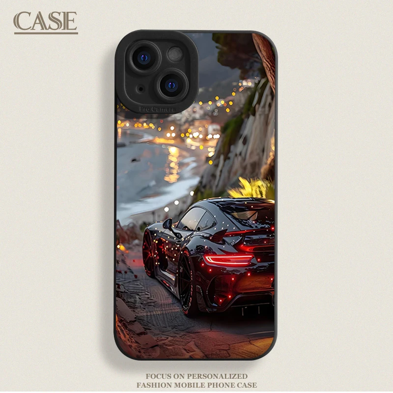 时尚跑车适用iPhone16ProMax手机壳15苹果14软13瞳影12磨砂11xsxr