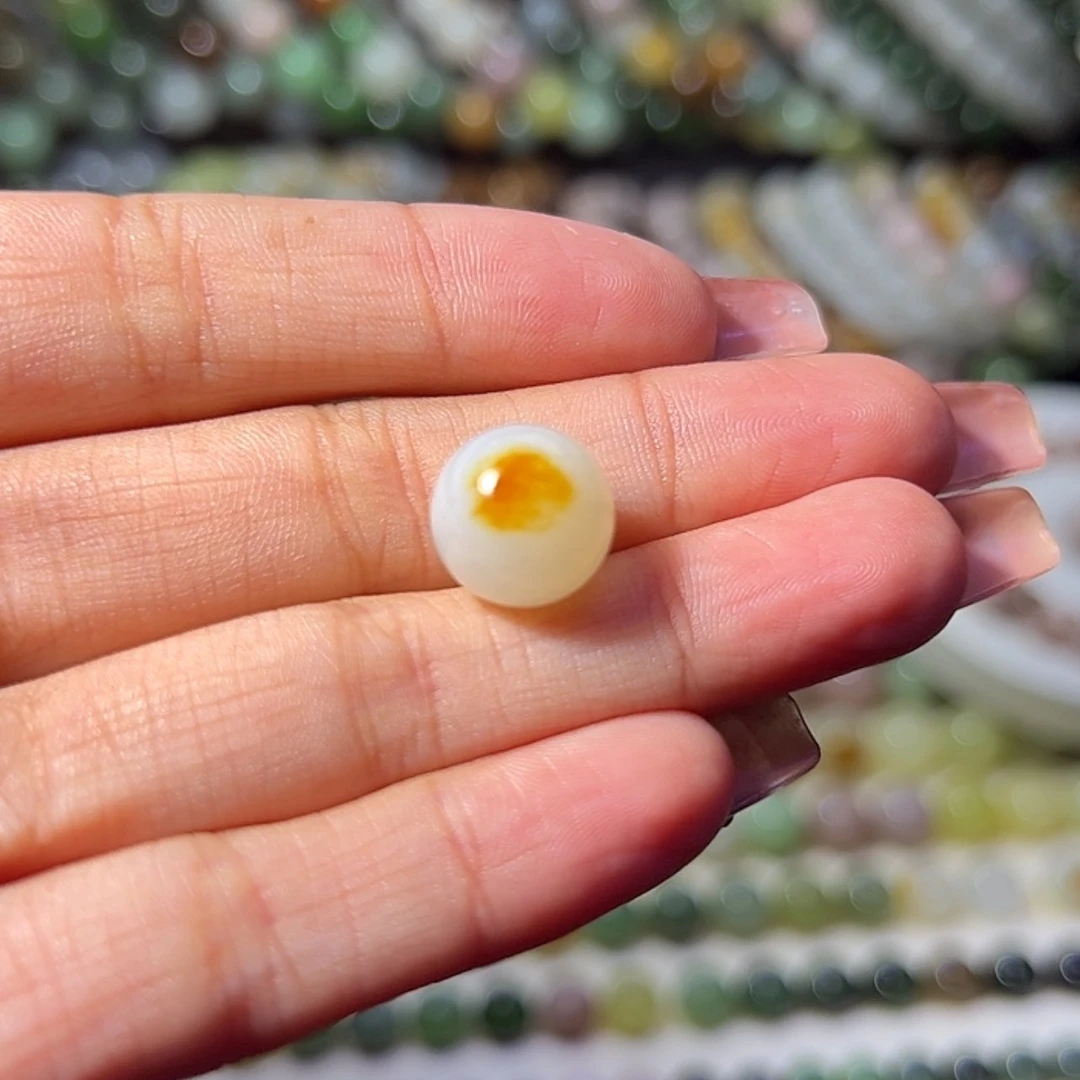 【闪购商品】未镶嵌和田玉珠宝奇石麦***_白玉12mm