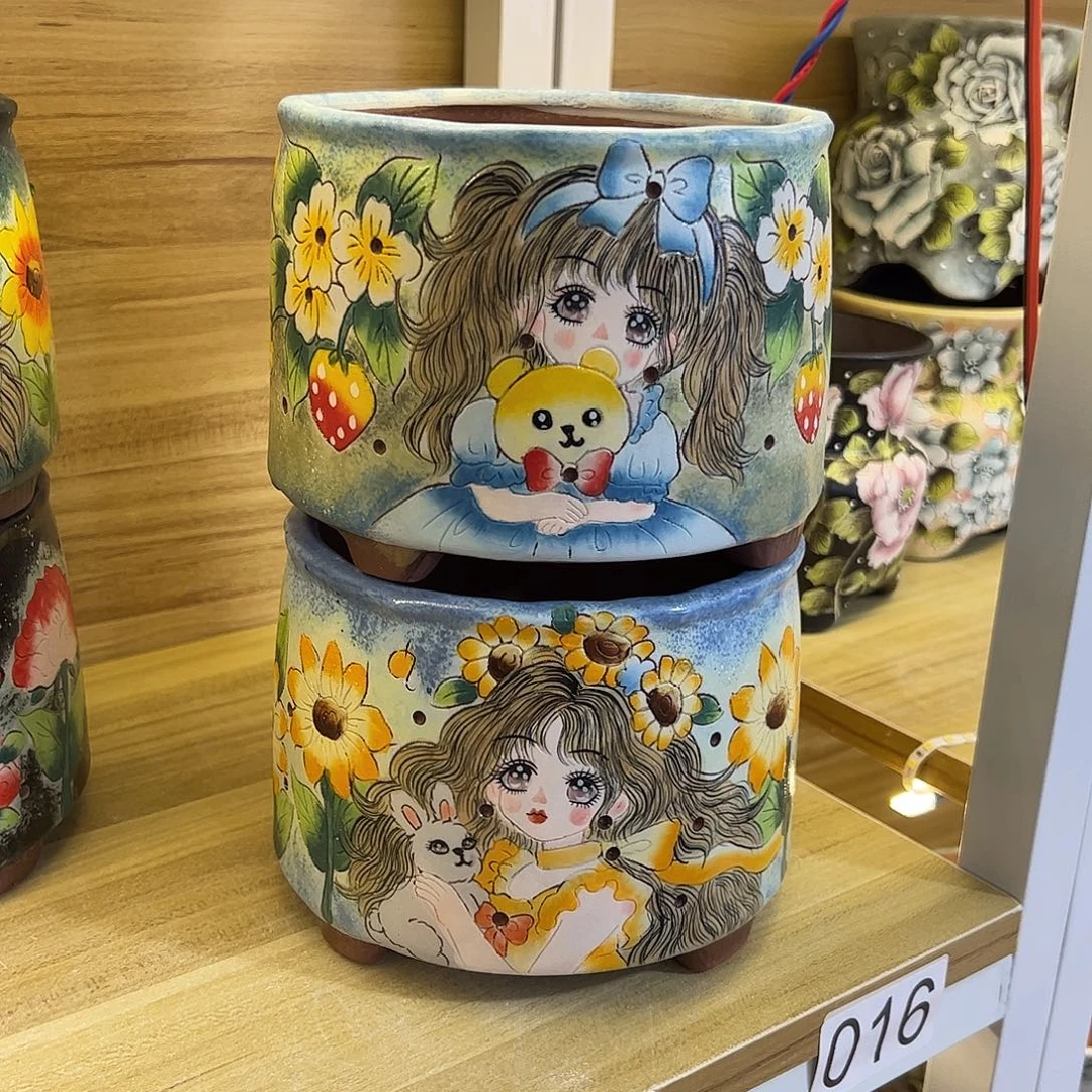 虫***虫景德镇炫彩手绘景德镇陶瓷花盆
