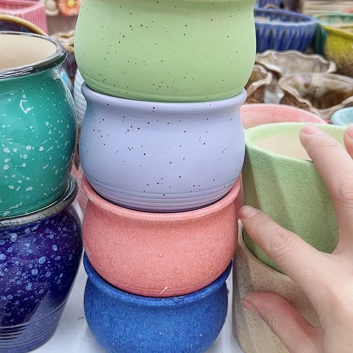 多肉绿植陶瓷花盆9.9包邮，有孔