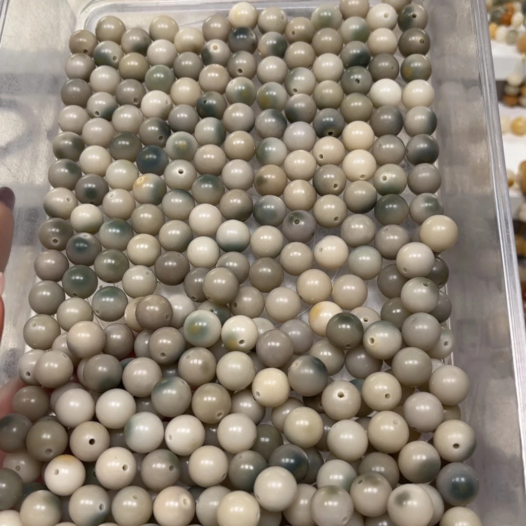 白玉菩提手串灰色眼睛30颗