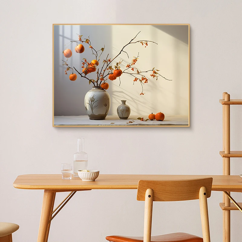 【银河】柿柿如意艺术餐厅装饰画壁画玄关客厅背景墙挂画80*60