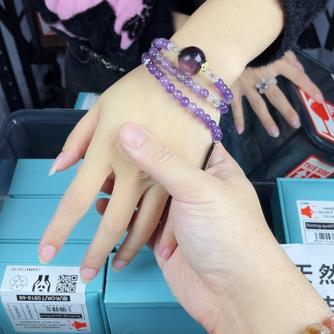 手串水晶银S925镀金镶嵌