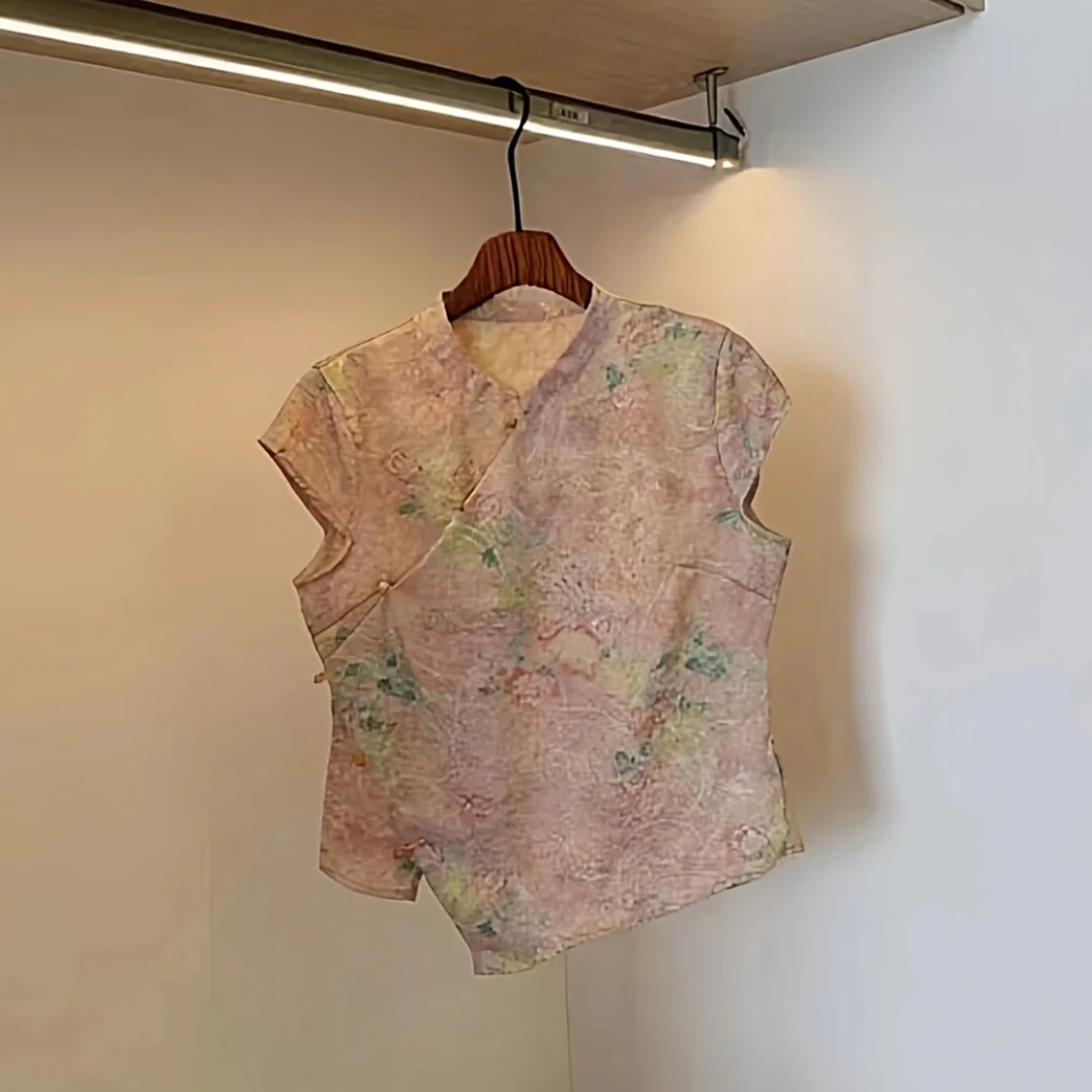 新中式透气提花盘扣设计感洋气2025夏季通勤上衣女中国风时尚潮流