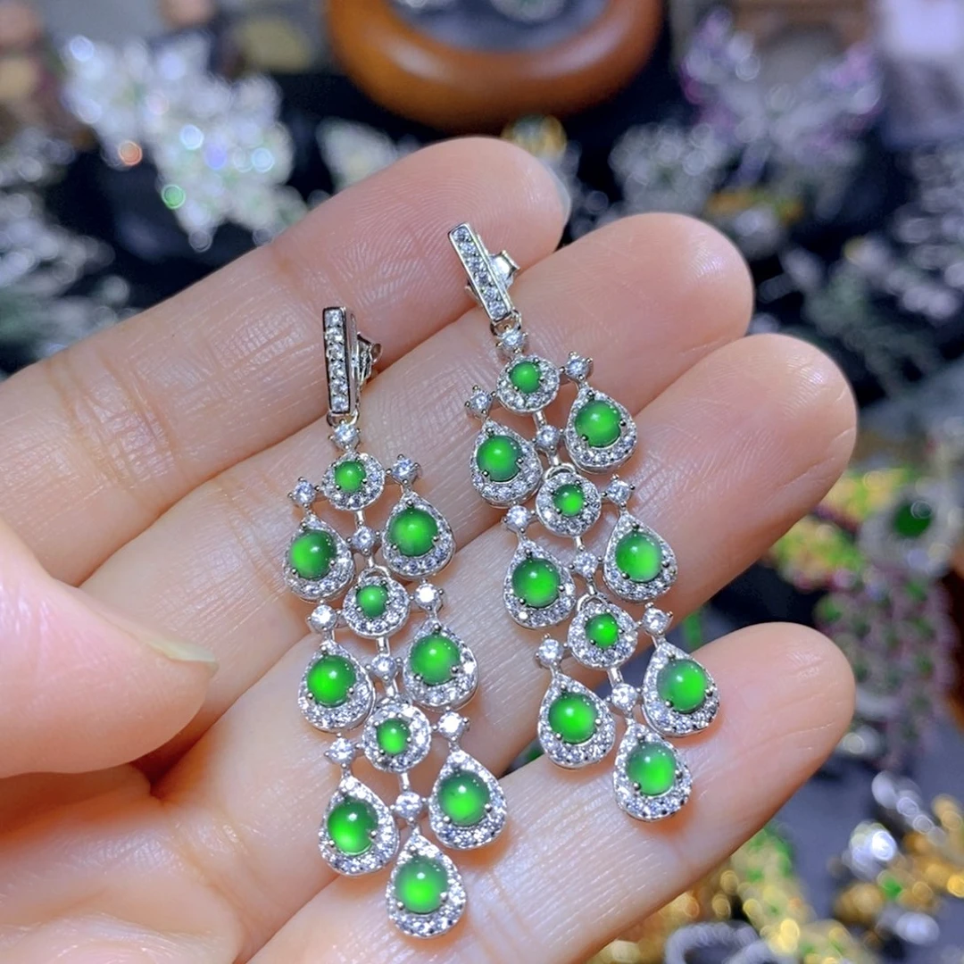 翡翠颈饰银S925镶嵌天然翡翠