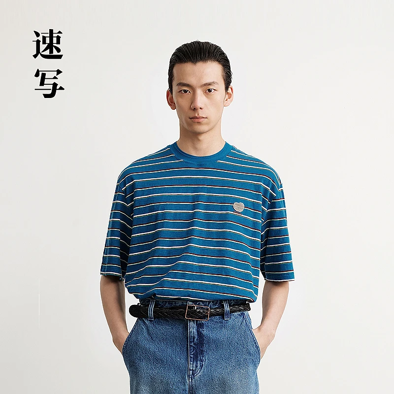 【商场同款】速写男装2025夏新品H型圆领宽松短袖T恤9P5114190