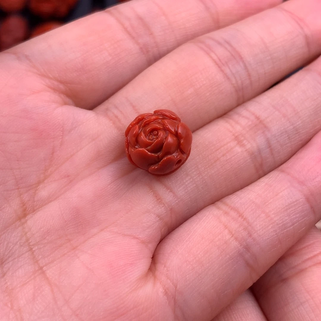 南红玛瑙牡丹花背云11.5mm未镶嵌