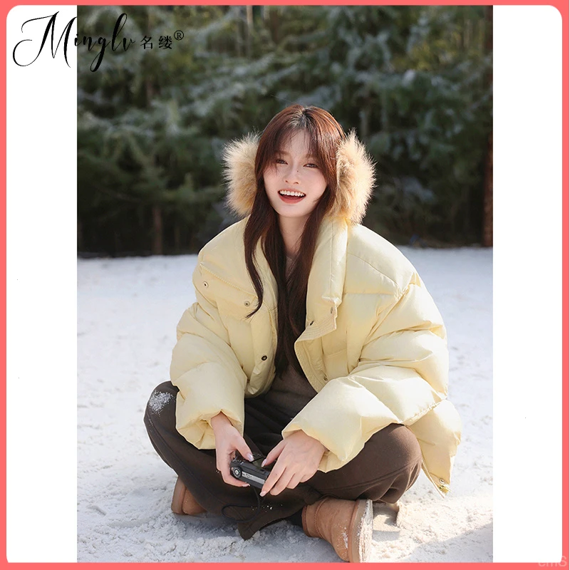 名缕品牌女优雅显瘦百搭不臃肿短款羽绒服保暖三防小个子外套女