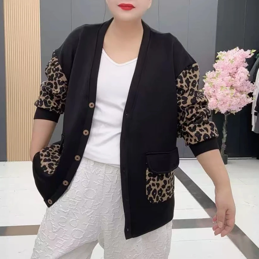 梦梦家2357款时尚洋气显瘦开衫扣板拼接长袖外套