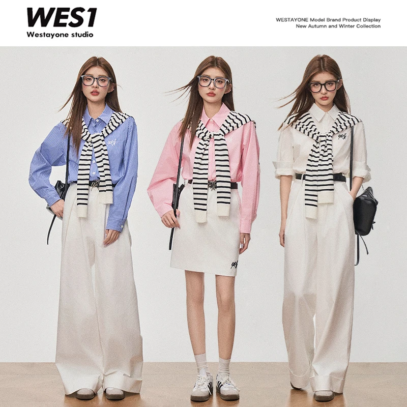 【1月15号新品】WESTAYONE秋季新款衬衫女设计感韩系通勤百搭衬衣