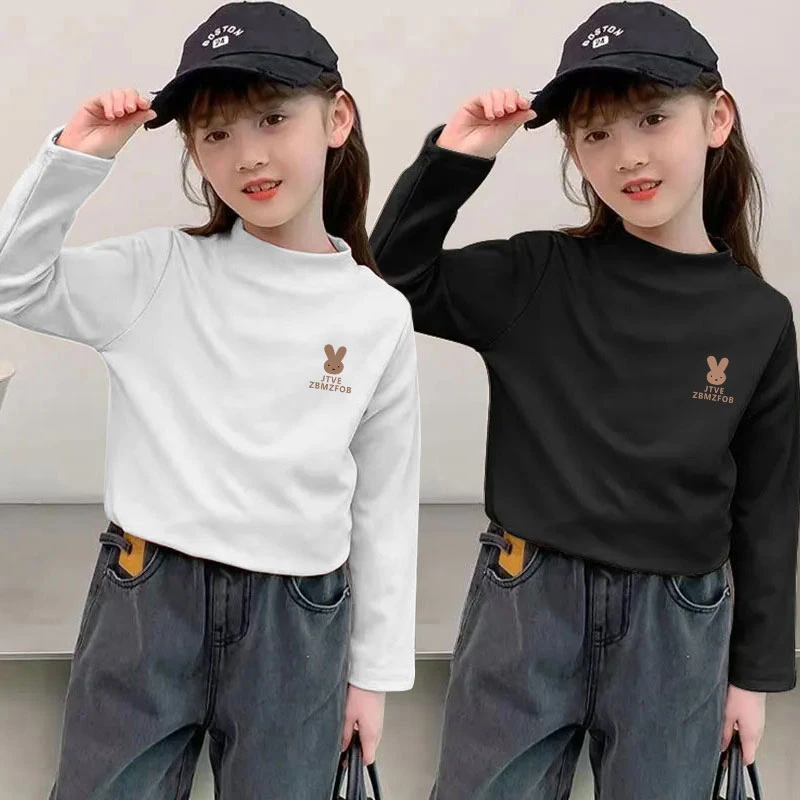 【双面磨毛德绒】250克半高领女童秋冬季儿童长袖卡通印花洋气上衣