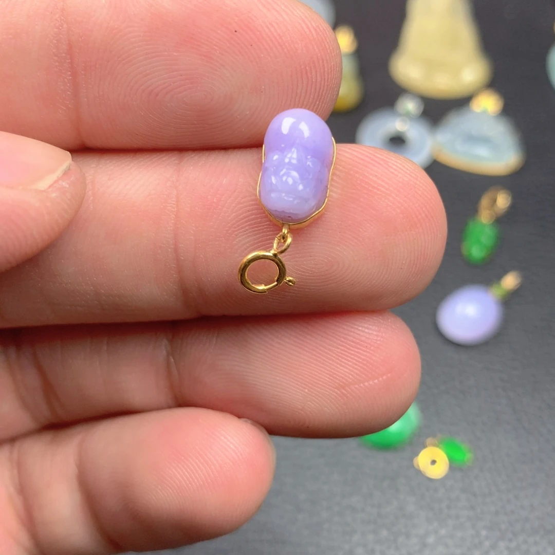 【闪购商品】颈饰18K金镶嵌翡翠梵**鹃翡翠