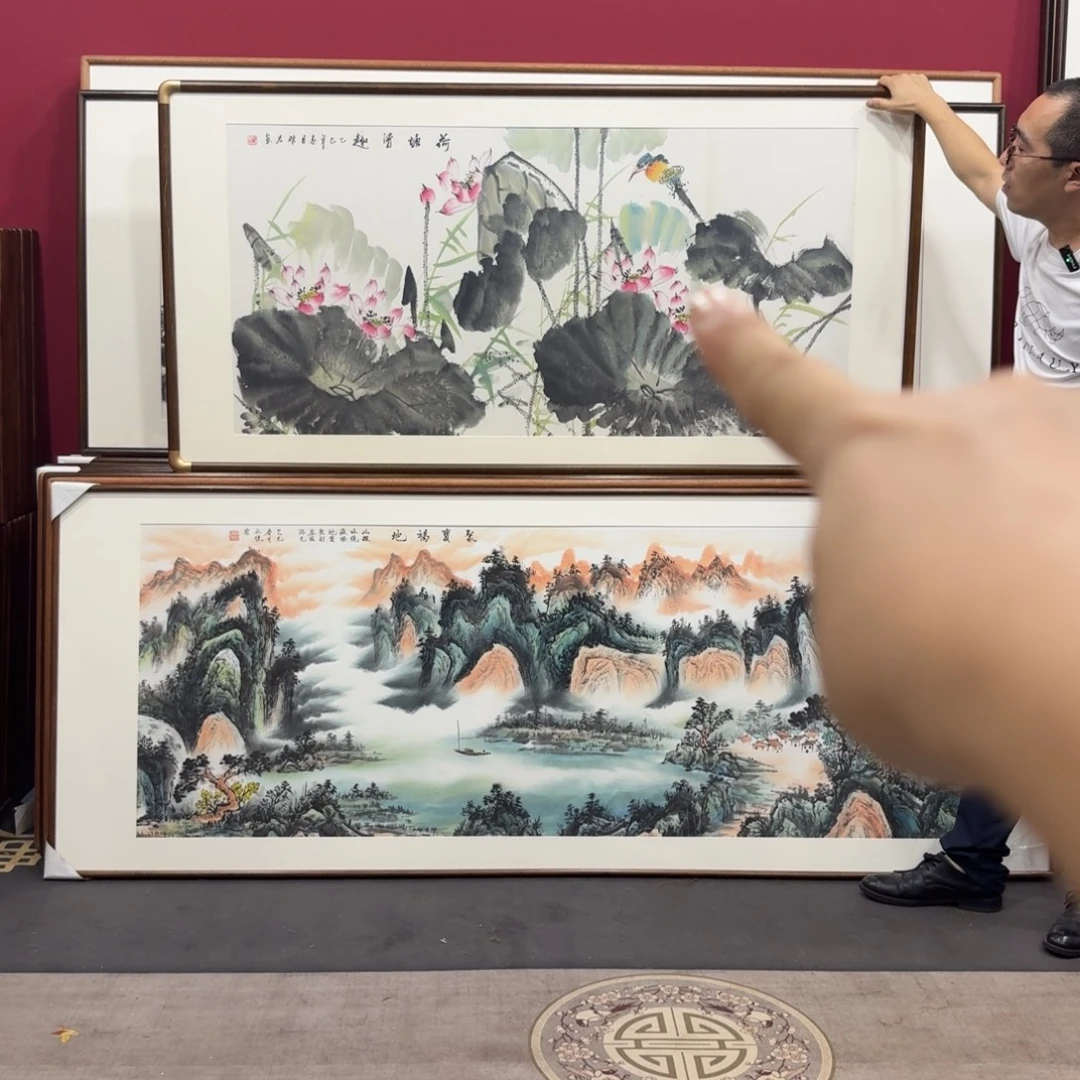 国画手绘作品带框