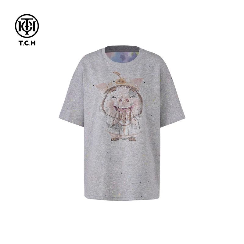TCH潮牌25春夏新款烫钻工艺休闲时尚百搭T恤T75A10E1005