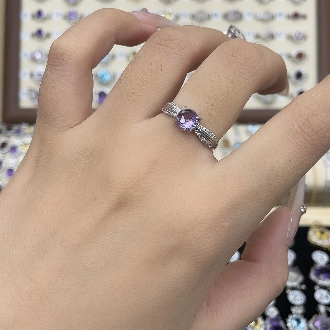 紫晶银S925镶嵌戒指