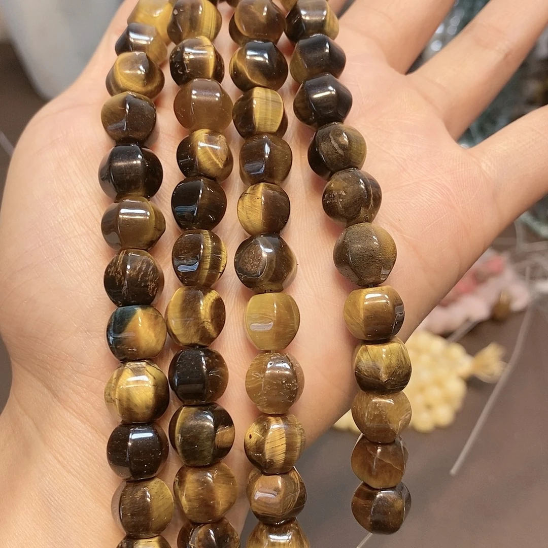 玛瑙/玉髓散珠天然虎眼南瓜11mm一条