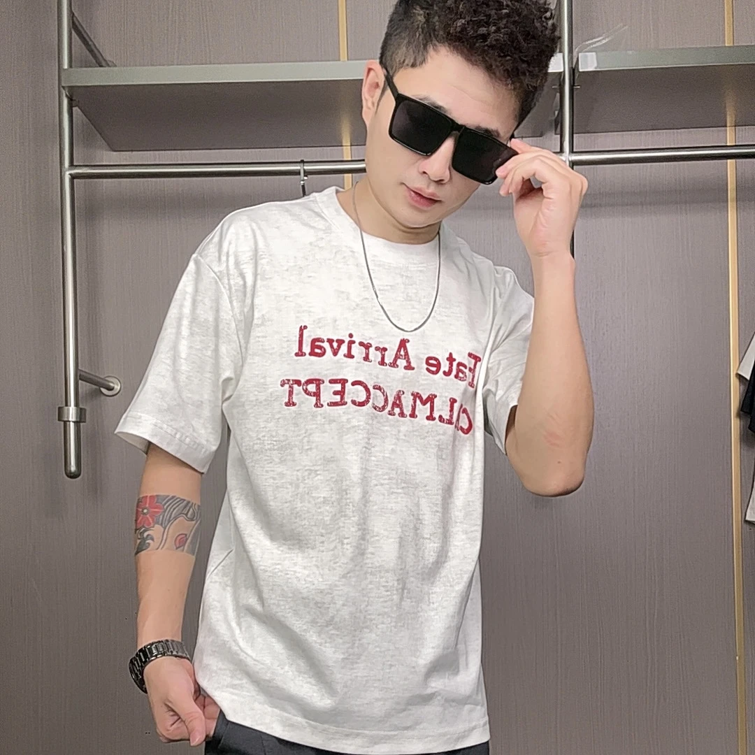 2025夏季印花字母短袖国潮常规T恤夏季男装学院风