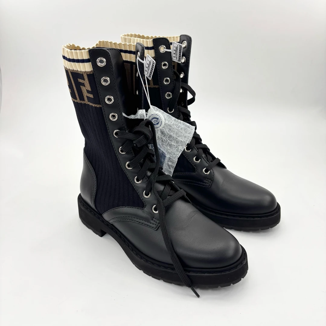 99新 FENDI/芬迪 36码/针织老花马丁靴TT250888