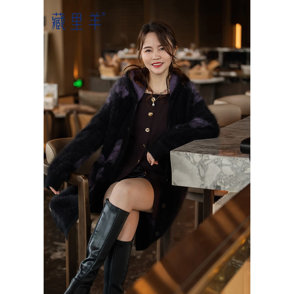 藏里羊【小动物毛毛】“琉璃蝶影”时尚长外套财阀千金女装M1686