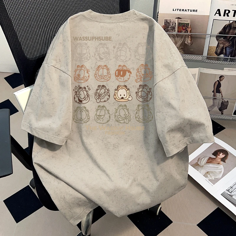 WASSUP HSUBE趣味卡通ins设计感扎染短袖T恤夏季情侣百搭半袖上衣