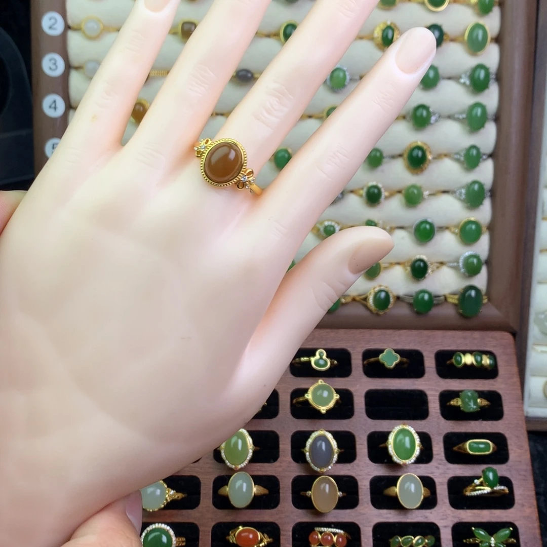 和田玉银S925镶嵌戒指