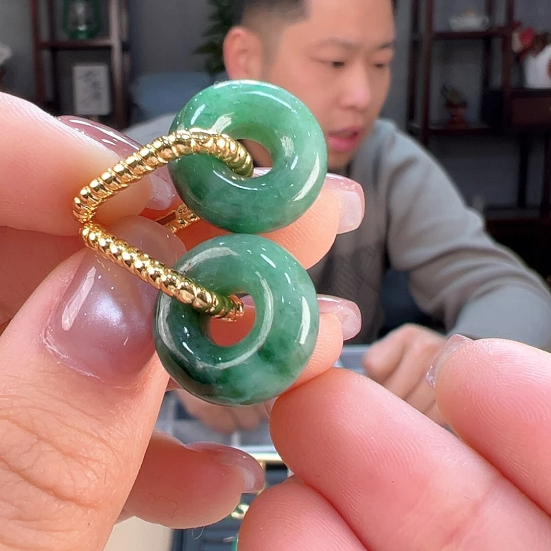 翡翠耳饰银S925镶嵌耳环