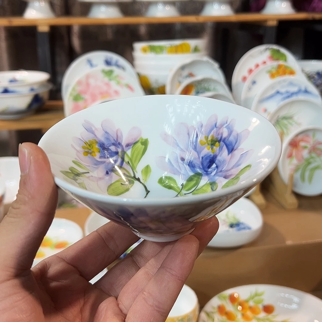 陶瓷景德镇高温釉下陶瓷5寸斗笠碗