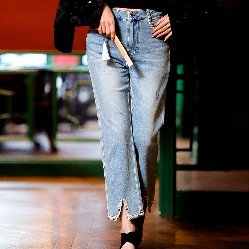 复古日记新中式国风女装牛仔裤25EK213