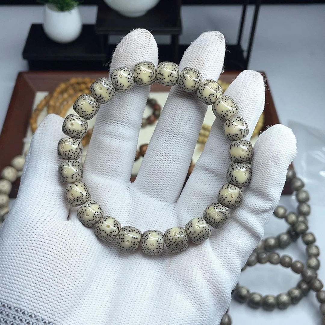 星月菩提手串10×9灰冰凤眼留白B09