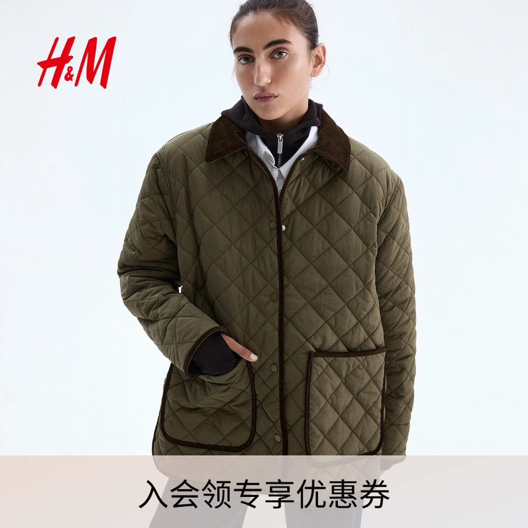 HM女装25秋季新款棉服绗缝外套1303983