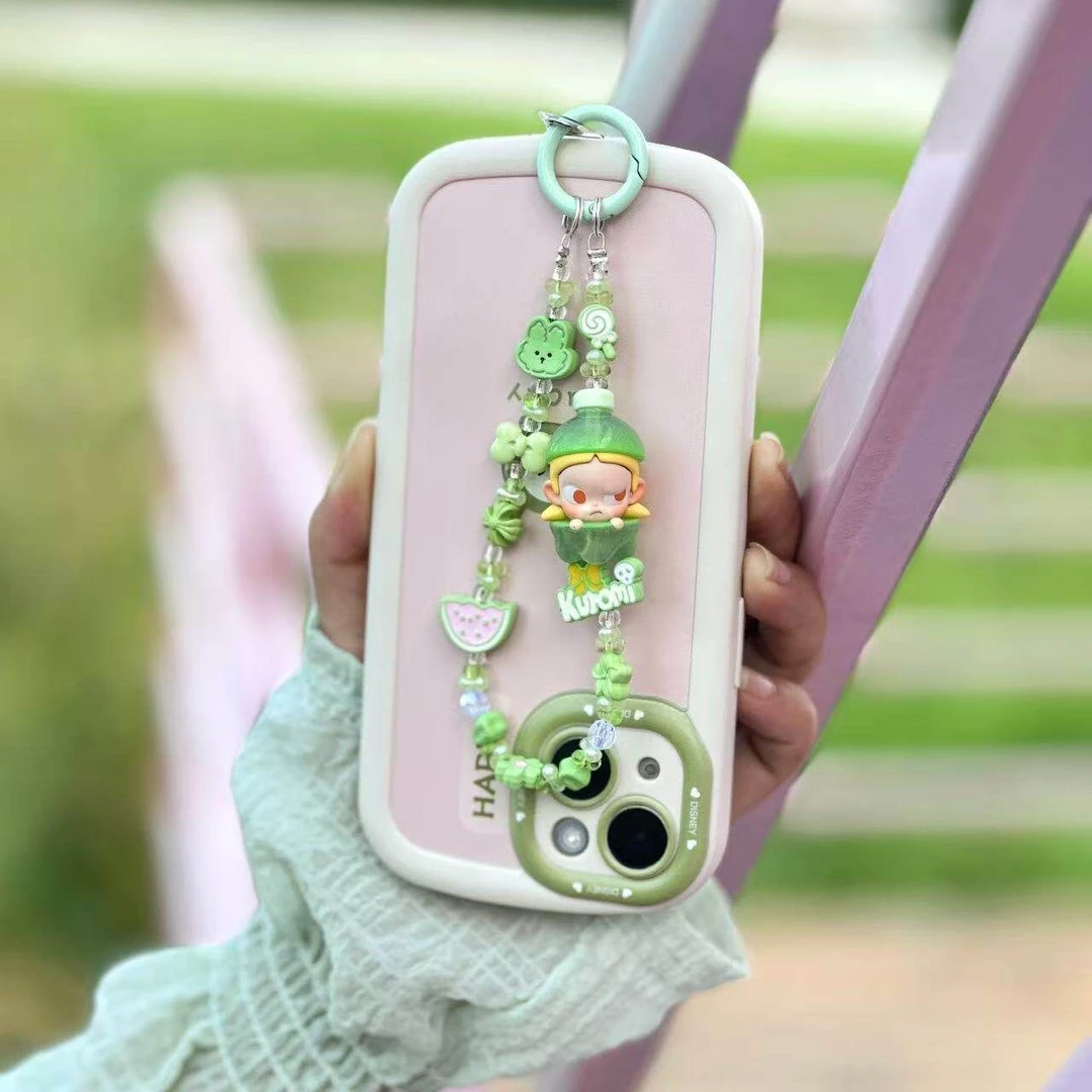 泡泡玛特萌粒手机链简约小清新可爱合金手机挂件包挂饰品批发挂绳