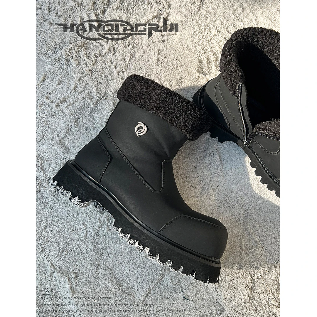韩桥日记[重工系列]外雪地靴加绒保暖厚冬季户男潮鞋底短靴机能靴