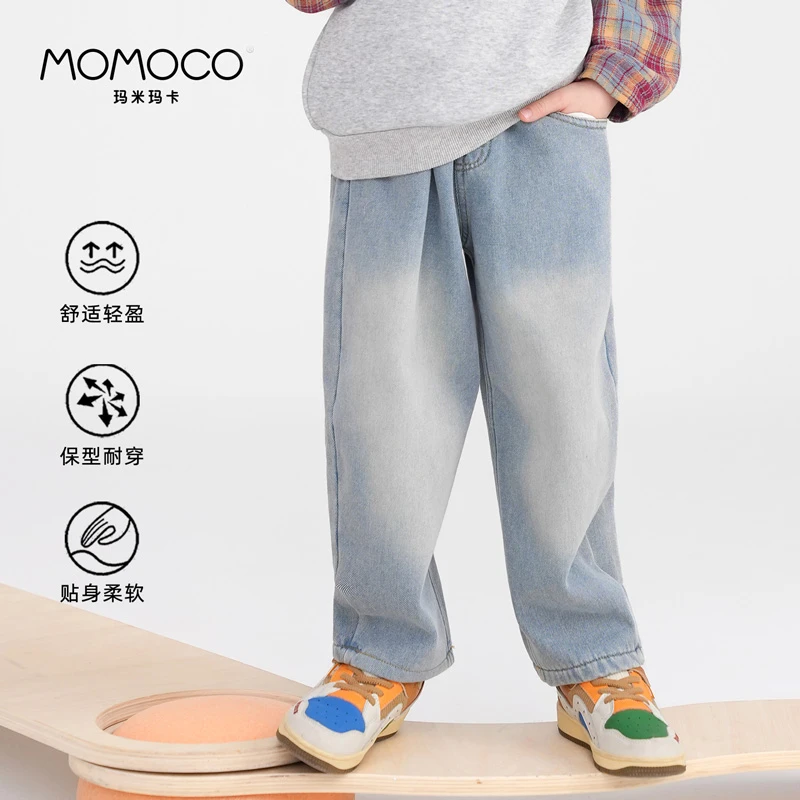 MOMOCO/玛米玛卡2025冬季新款男童时尚保暖加绒牛仔裤77430350022