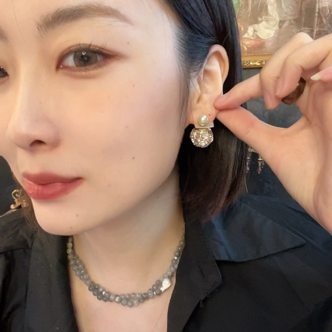 黄铜琉璃925银耳饰