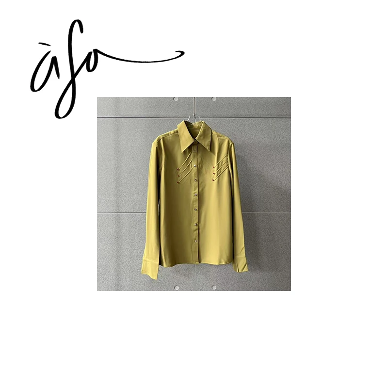 ASA-【牛油果绿斜杠装饰衬衫】