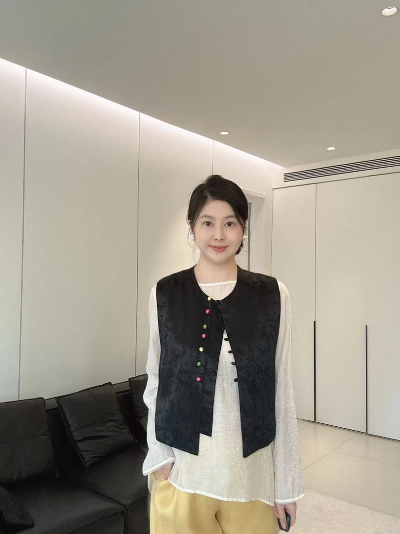 【满堂彩】新中式重工满背刺绣马甲上衣