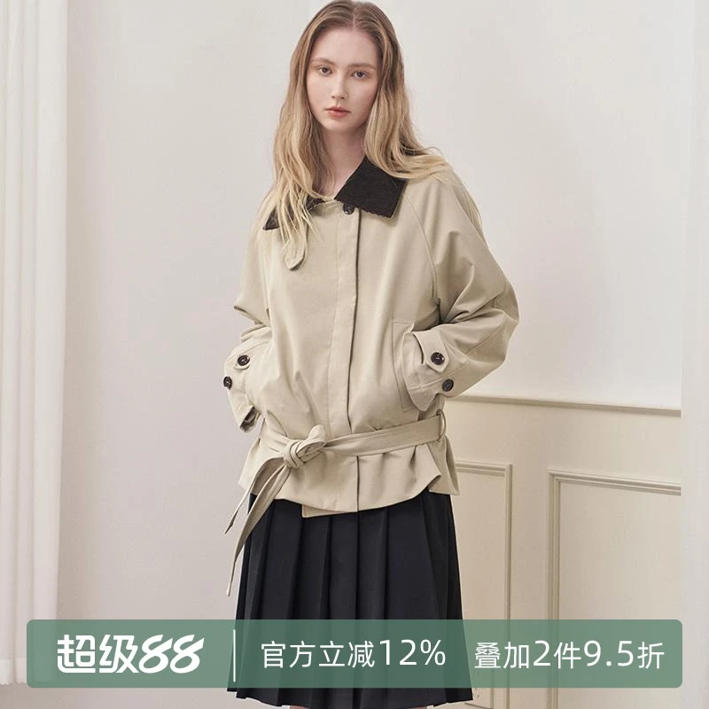 ANTIFORM背构卡其色宽松简约显瘦风衣小个子外套女2025春季新款