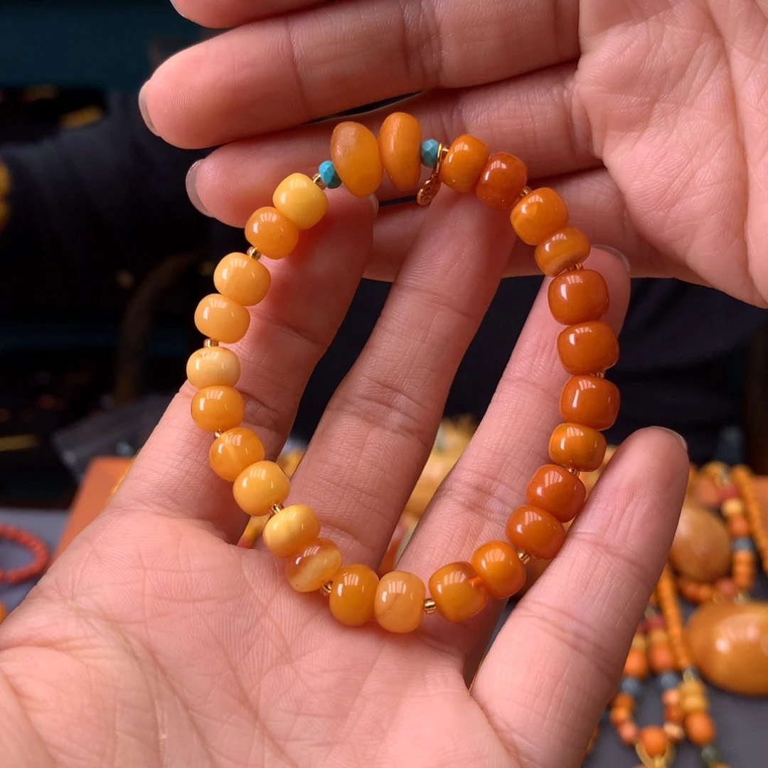 蜜蜡未镶嵌手串微瑕