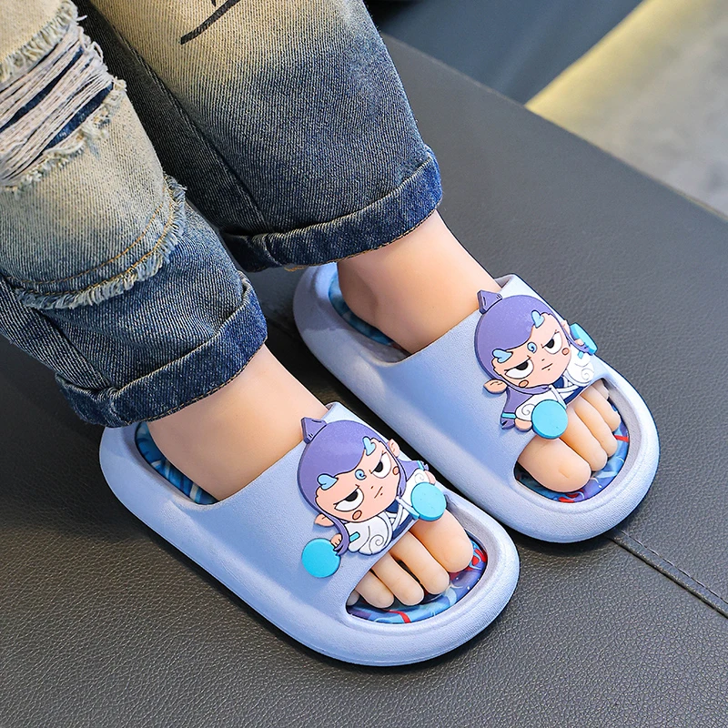 儿童凉拖鞋夏季新款卡通哪吒敖丙小孩中男童宝宝软底防滑一字拖鞋