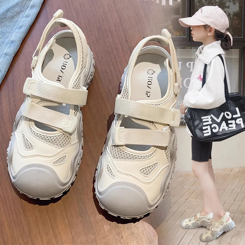 女童凉鞋2025夏季爆款镂空透气中大童小女孩儿童时尚包头运动凉鞋