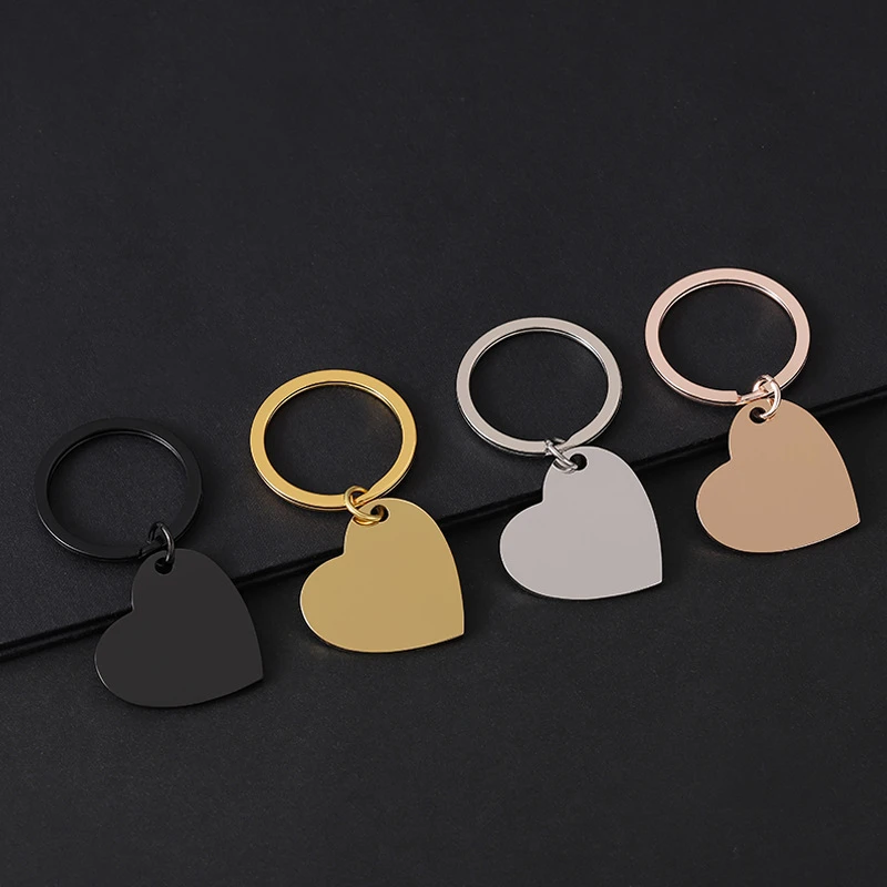 斜桃心激光雕刻金属钥匙扣刻字刻图定制DIY刻文字电话手机号码