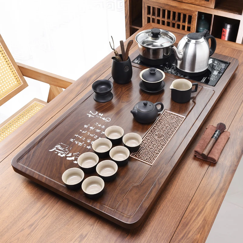 初然茶具套装全自动一体泡茶台家用客厅排水功夫紫砂茶道茶盘整套