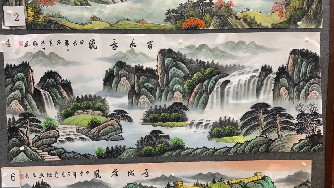 《富水长流》 画芯尺寸：180cm*70cm山水画客厅办公