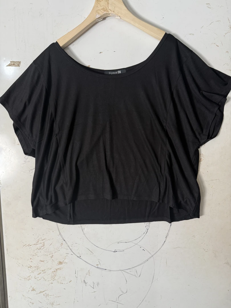 1792夏季宽松百搭简约纯色上衣短款吸汗潮流休闲T恤