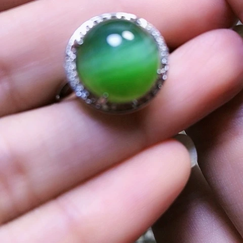 和田玉银S925镶嵌戒指