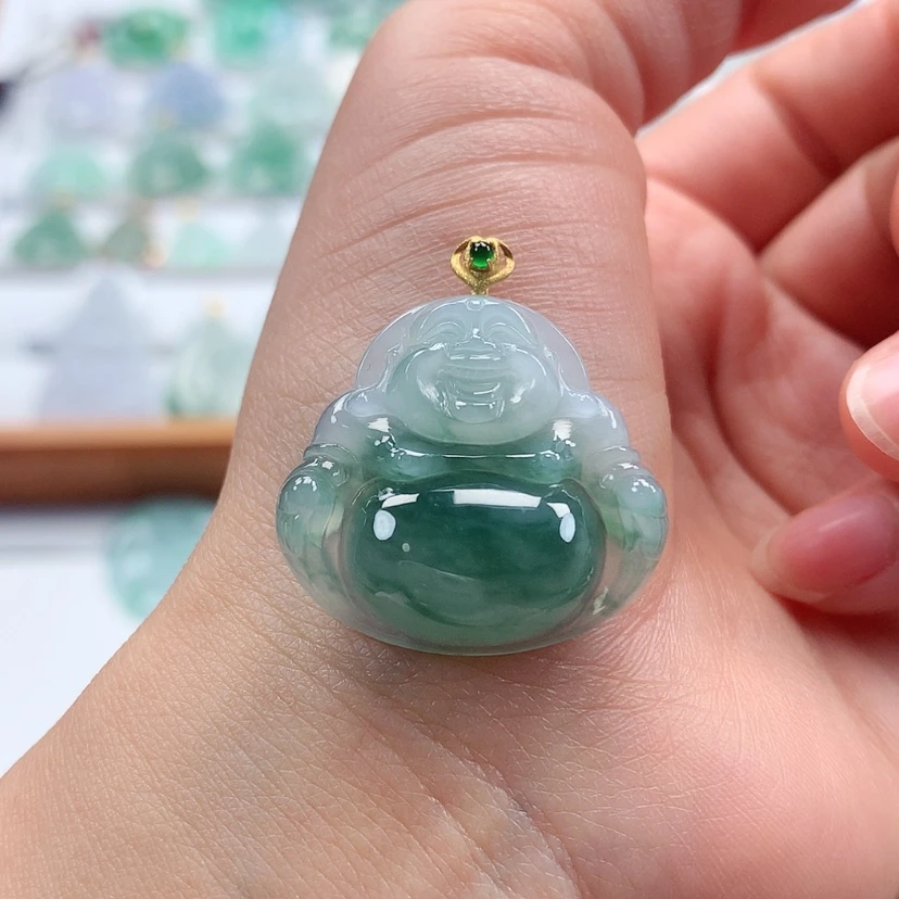 【闪购商品】翡翠吊坠(赠链)18K金镶嵌