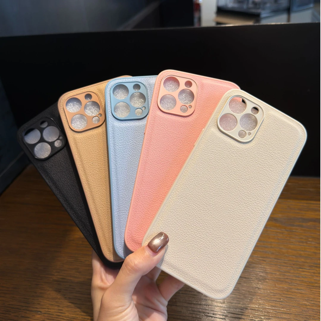 纯色高级感小众16适用苹果手机壳15iphone14全包防摔荔枝纹耐脏壳