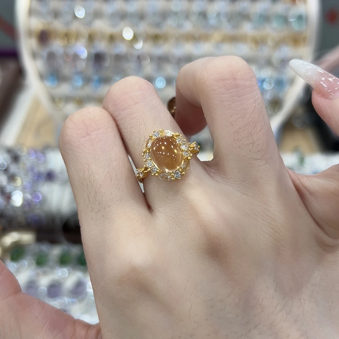 黄晶银S925镶嵌戒指