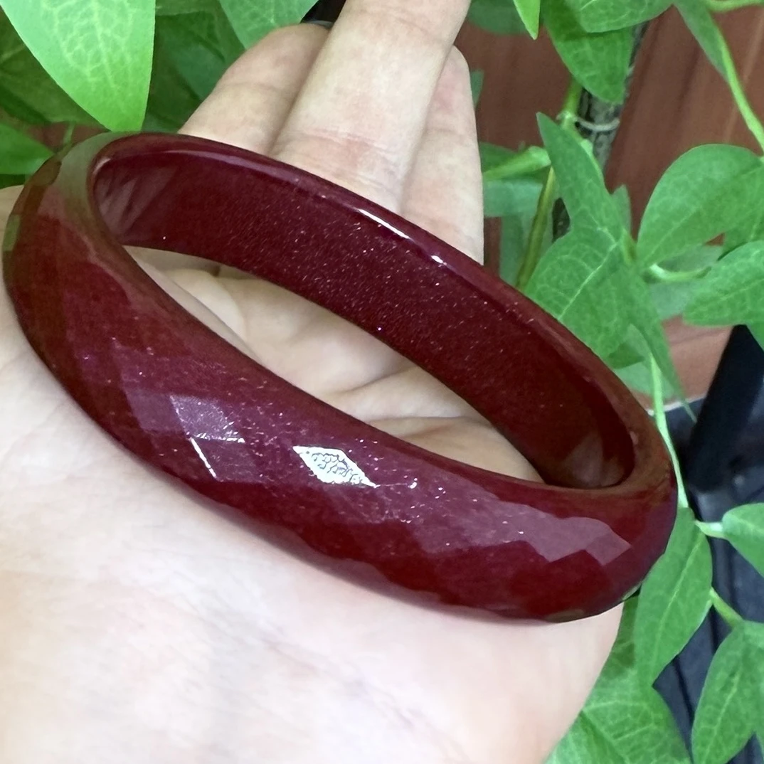 含辰砂工艺品朱砂手镯高含量紫金砂钻石切割面手镯多切面闪光镯子